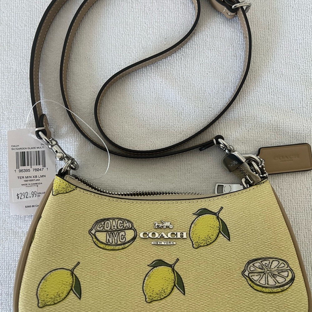 Coach Lemon Print Yellow Crossbody Terri Bag(Only Crossbody Strap Included) OBO